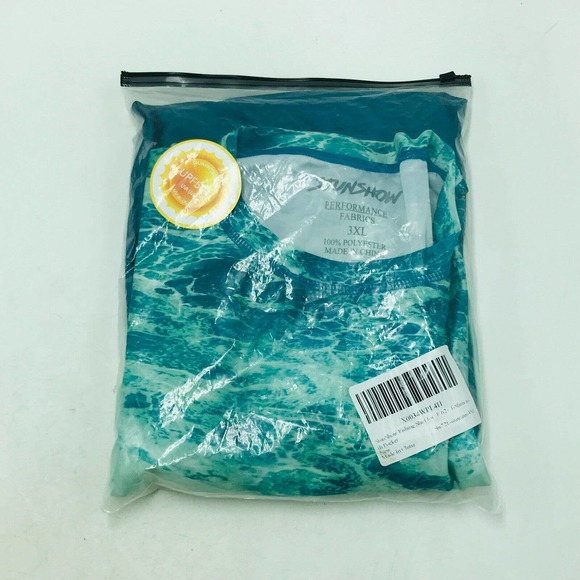 Stunshow Men's 3XL Fishing Shirt Blue Green Seawater Long Sleeve NWT BS21 - Picture 5 of 5